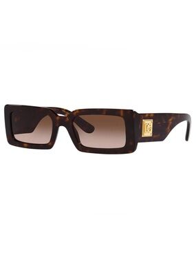 Dolce & Gabbana Tortoiseshell Rectangular Sunglasses with Gold Logo